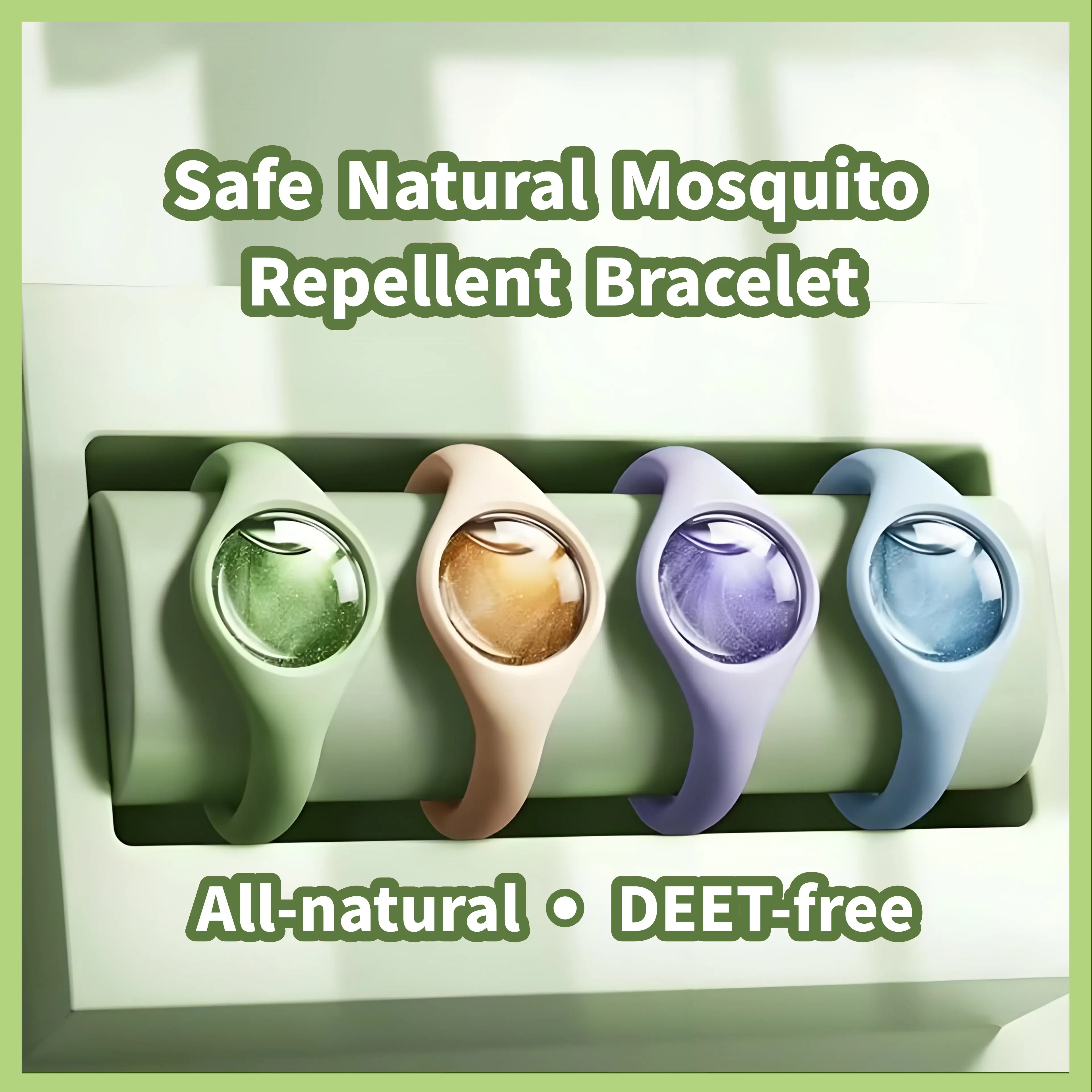 Safe Natural Mosquito Repellent Bracelet DEET-Free Plant-Based Protection Waterproof Silicone Band Durable for Outdoor Camping Hiking Travel & Everyday Use