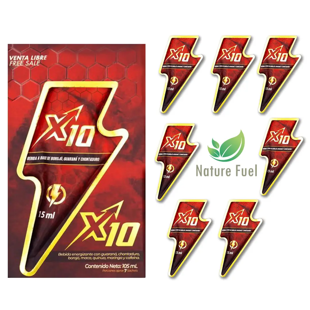 X10 Natural Fitness Energy Multivitamin Supplement for Men & Women 7-pack (15ml each) Dietary Supplement