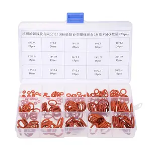 Rubber O-Ring Assortment Kit 225 count 15 Sizes Metric VMQ Sealing Gasket Set, Red