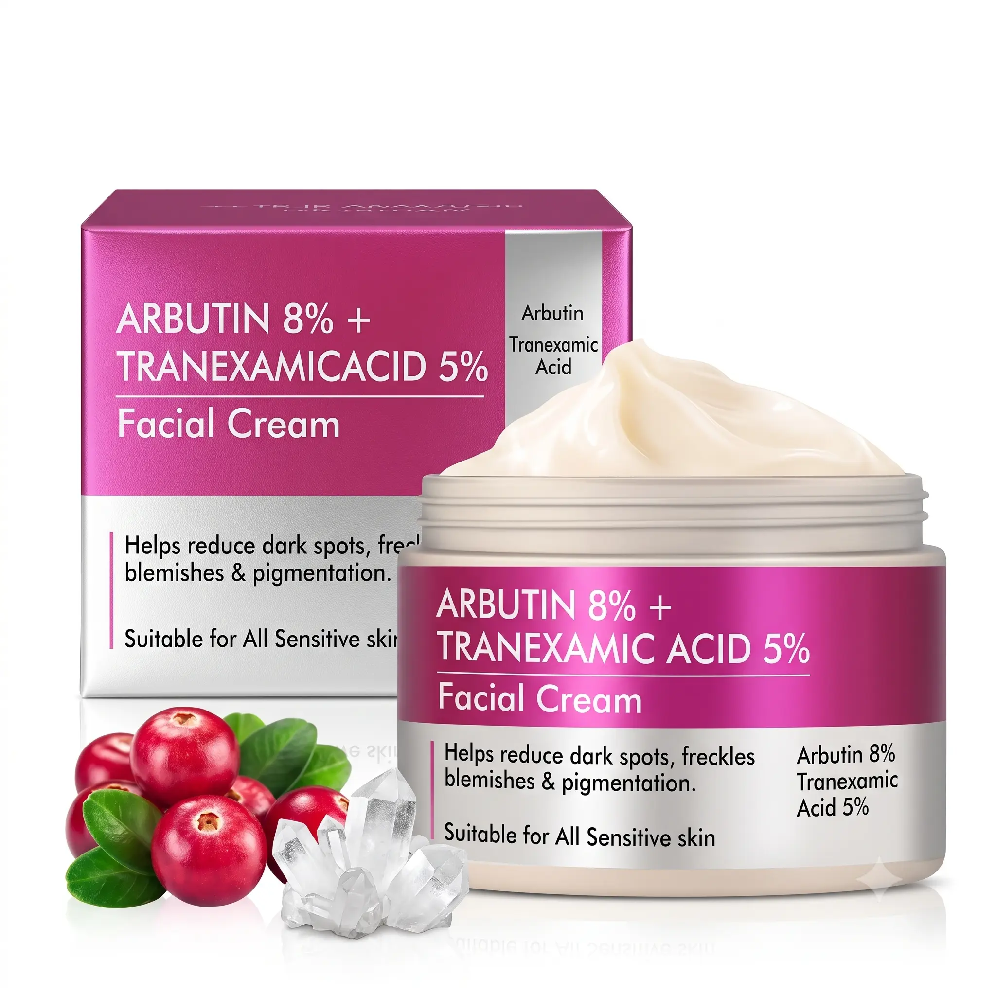 8% Alpha-Arbutin & 5% Tranexamic Acid Facial Brightening Moisturizer - Hydrating Cream for Uneven Tone, Even-Looking Complexion, Gentle Daily Use for All Types Including Sensitive