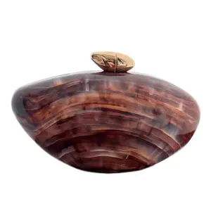 Brown Marble-Look Box-Shaped Bag with Metal Chain Strap, Retro Elegant Women Evening Clutch Purse, Small Shoulder Crossbody Party Bag, Perfect for Party Wedding Prom Dinner Banquet Matching with Holiday Evening Sequin Dress