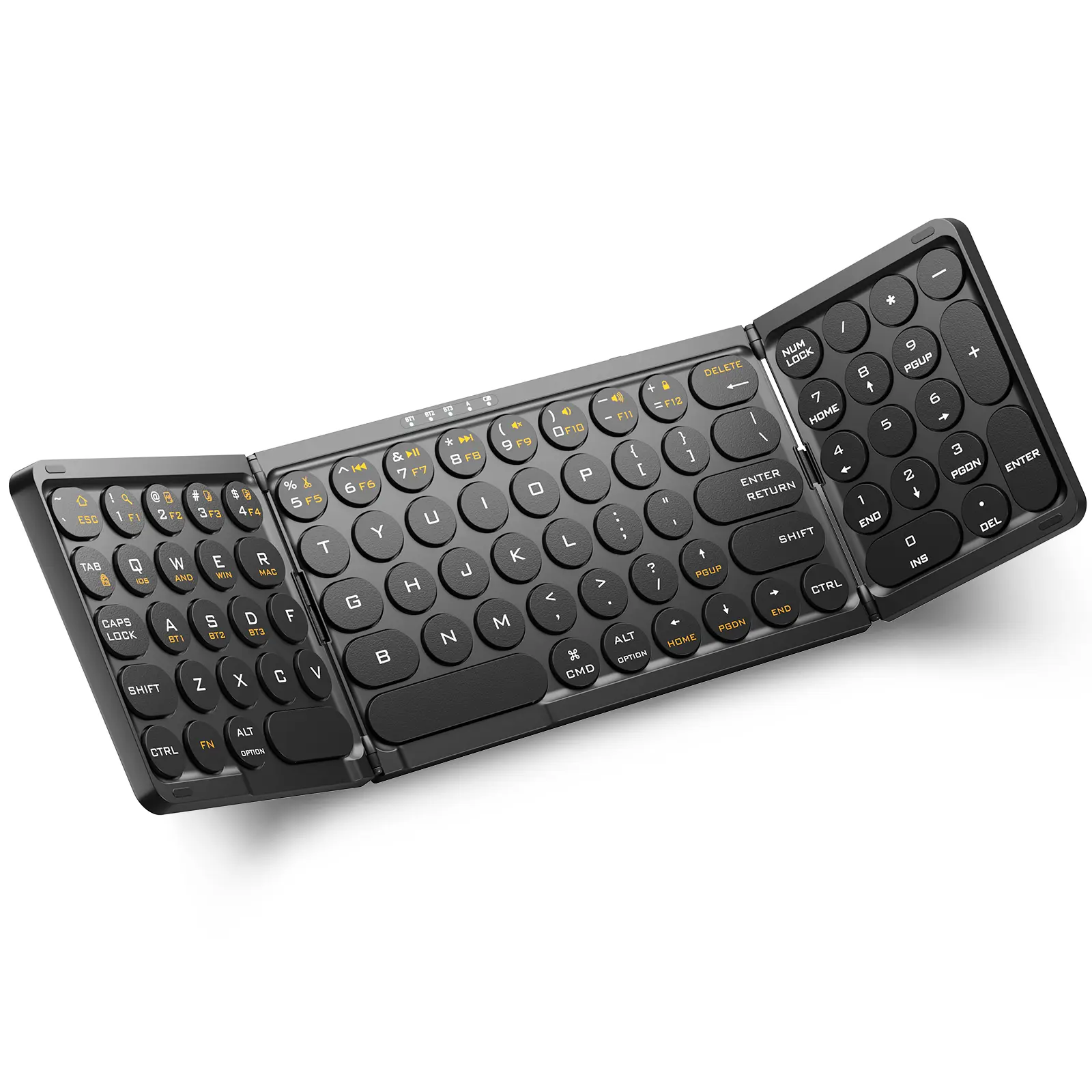 Wireless Mini Foldable Bluetooth Keyboard - USB Rechargeable Ultra-Thin Portable Ergonomic Multi-Device Keyboard with Quick Wireless Connection, Durable for Laptop Tablet, US Local Fast Shipping, Free Mouse Included, Usb Rechargeable Keyboard, Keyboards W