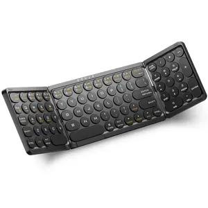 Wireless Mini Foldable Bluetooth Keyboard - Rechargeable Ultra-Thin Portable Keyboard for Tablet, Laptop, Business Office Use