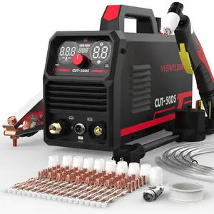 YESWELDER CUT-50DS 50Amp 110/220V Plasma Cutter with PT31 Plasma Cutting Torch Consumables Kit, Digital Display Air Power Plasma Cutting Machine - 2T/4T and 16/25" Max Cut