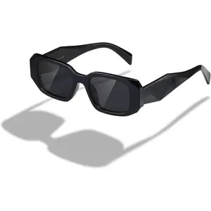 Unisex Y2K Retro Sunglasses, Fashion Rectangular Frames for Women Men, 90s Vintage Square Oval Styles, Lightweight Durable Black Visor Shades