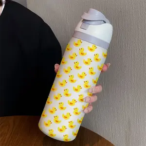 32oz Cute Duck Dual-Drink Sports Water Bottle, Stainless Steel Vacuum Insulated, Large Capacity Fruit Cup, Perfect Gift for Women, Insulated Travel Drinkware