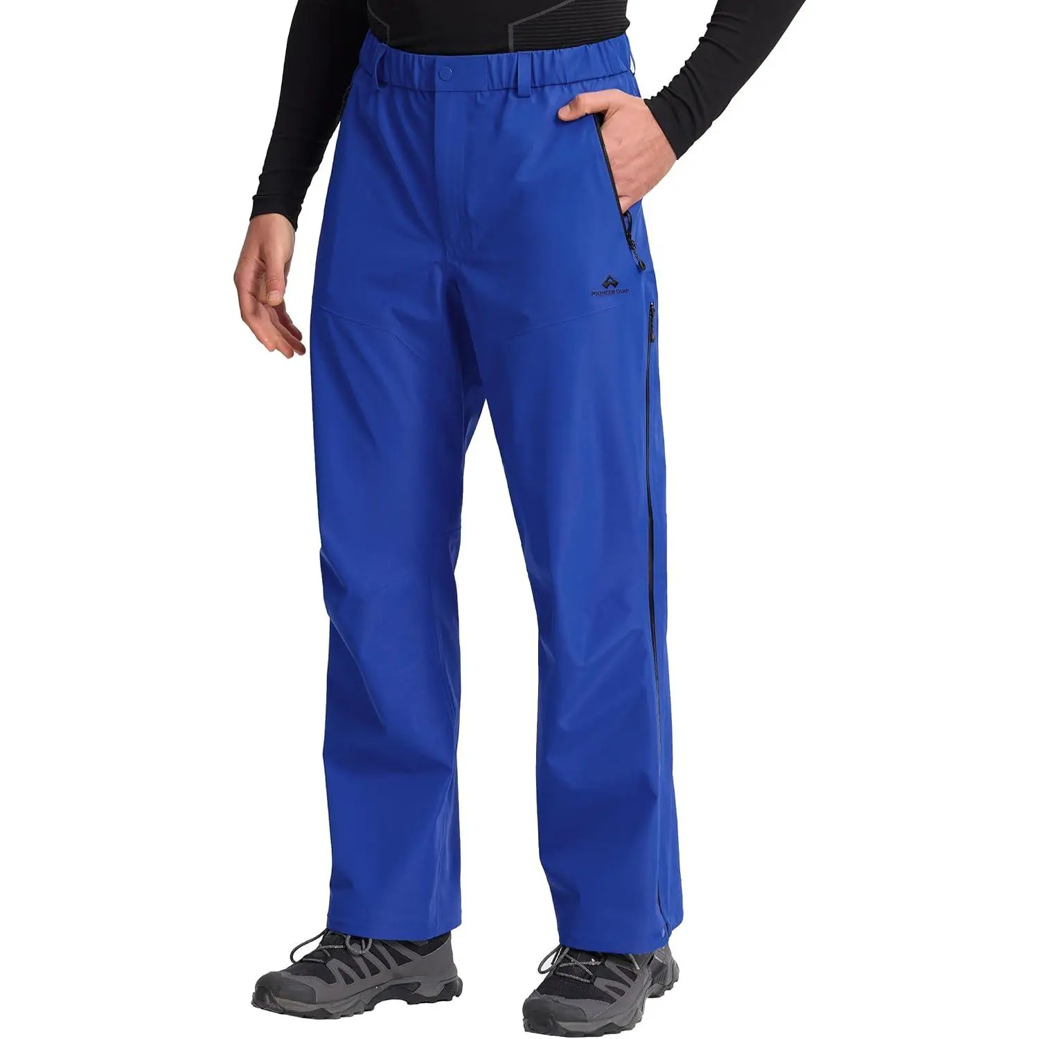 Pioneer Camp Men’s 3L Waterproof Rain Pants – Technical Breathable Shell with Side Ventilation Zips for Trekking & Skiing
