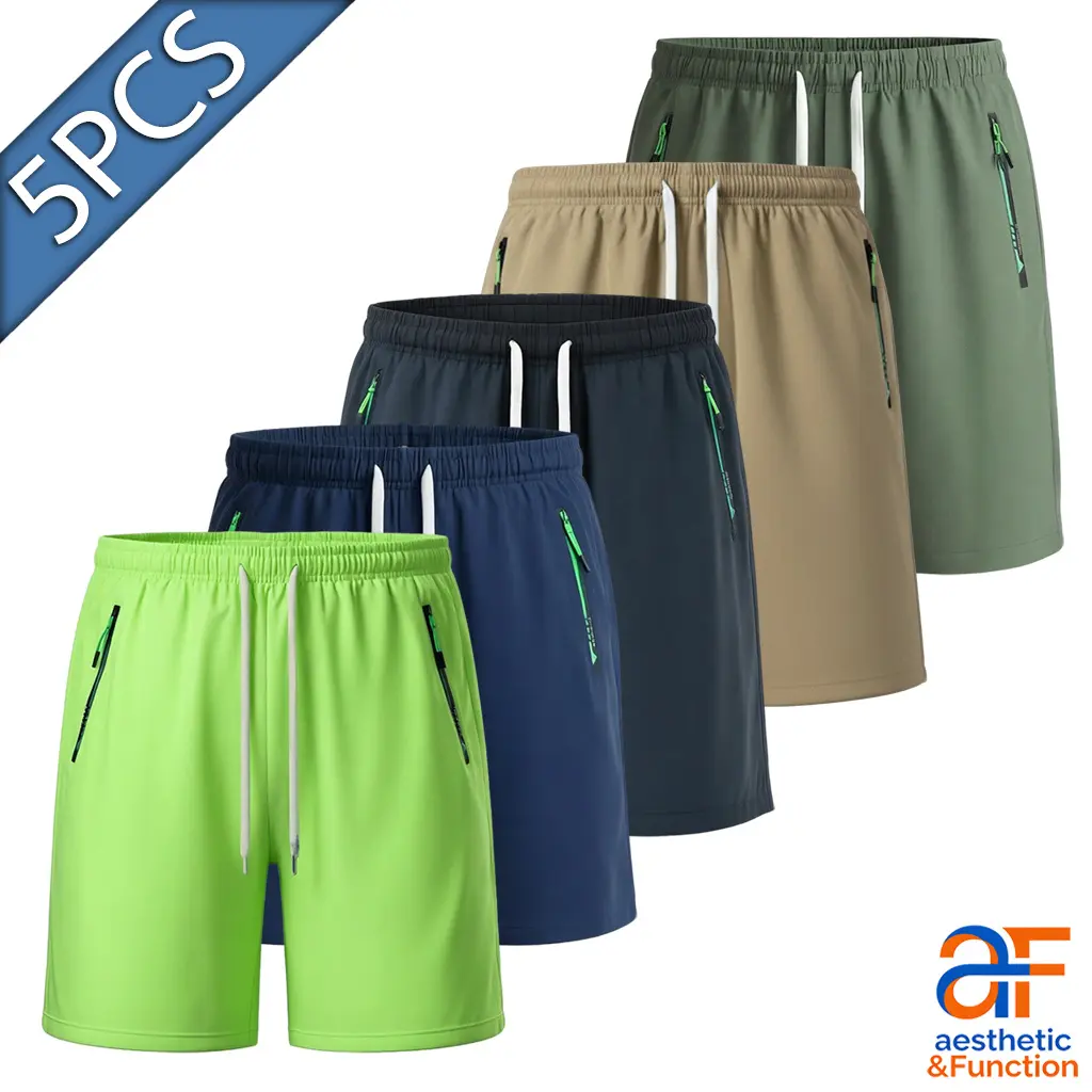 Men's Athletic Shorts Gym Workout Activewear Bottoms Drawstring Elastic Waistband Zipper Pockets Running Training Sports Wear Outdoor Fitness Casual Performance Short Mens Daily Exercise Pack Summer Contrast Trim Track Shorts Crossfit Lounge Gear 5-Colors