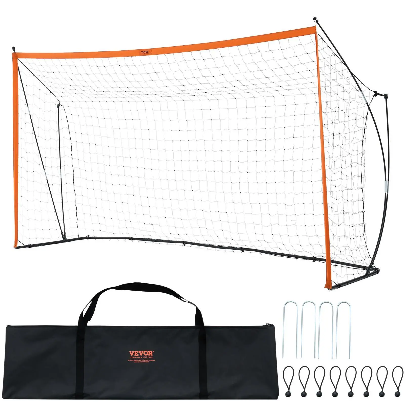 【SummerFinds】VEVOR Portable Soccer Goal,  12x6 ft Adults Kids Backyard Soccer Net, Large Practice Soccer Net, Steel Fiberglass Structure Training Goal Set, All-Weather Outdoor Soccer Goals with Carry Bag, Orange