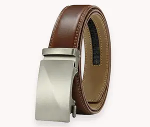 Mens Genuine Leather Ratchet Belt - Mens Ratchet Belt Leather 1 3/8" for Dress Pant - Micro Adjustable Belt Fit Everywhere