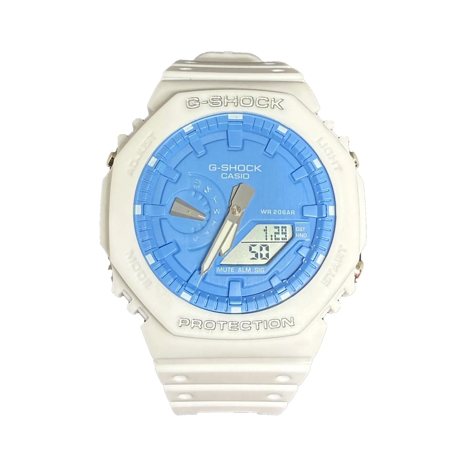 GA-2100 G-Shock Watch, White/Blue colorway