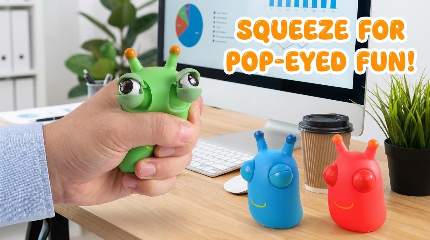 Blind box random style soft funny pop-up grass bug squeeze stress relief toy Bouncing eye bug squeeze stress relief fun toy Adult and children gifts outdoor fun