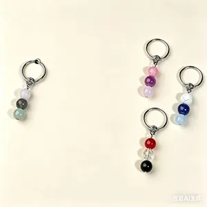 Stylish 3-Bead Natural Stone Crystal Keychain, Carry Everywhere, Good Luck Always.