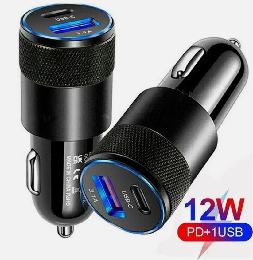 Dual USB fast charging car charger adapter, universal cigarette lighter vehicle charger, compatible with iPhone, Samsung, and all Android smartphones for everyday use