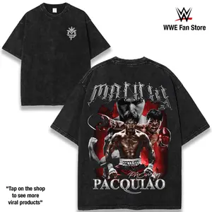 Retro BOXING MANY PACQUIAO Oversize WBC Washed Tee, Fighter Graphic T-Shirt, Perfect Gift for Sports Fans men Fabric Menswear 90s