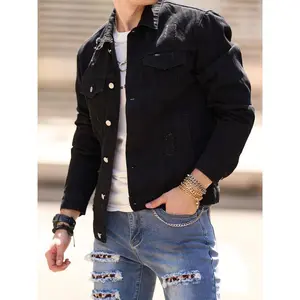 2025 new [Stylish Denim Jacket] High-Quality Slim-Fit Men's Ripped Denim Jacket - Stylish Casual Coat with Pockets, Machine Washable Menswear Tops Long Sleeve Beige Plain