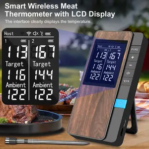 Wireless Meat Thermometer, Digital Bluetooth-compatible Probe, Rechargeable, LCD Screen, Mobile APP, Ideal for Grills and Rotisseries