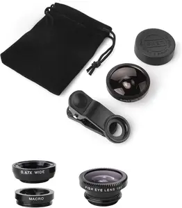 3-In-1 Phone Lens Kit for Android & iPhone, Macro + Fisheye + 180° Wide Angle Lens, Clip-On Portable Smartphone Accessories for Selfies, Photography & Vlogging