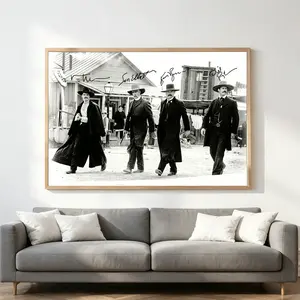 Vintage Tombstone 1993 Movie Poster, Wyatt Earp & Doc Holliday Western Print, Classic Film Scene Wall Art, Black and White Cowboy Decoration for Living Room, Bedroom