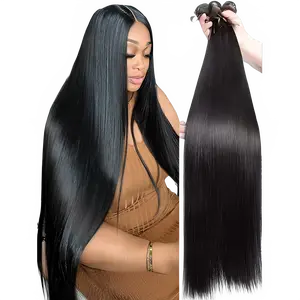 30 40 Inch Bone Straight Bundles Brazilian Natural Black Raw Virgin Hair / 100% Human Hair