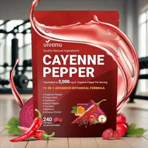 Vivonu Cayenne Pepper Softgels for Circulation Support with  Grape Seed & Beetroot Extract Cardiovascular Wellness Complex 240 Count Heart Health blood vessel vitamin e d3 k2