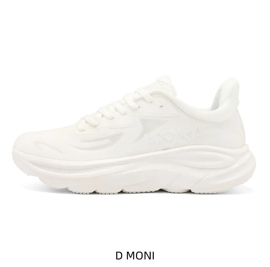Solid-White Thick-Sole Cushioned Running Sneakers - Low-Cut Lightweight, Breathable Mesh Upper, Outdoor Daily Sports Collectible Footwear