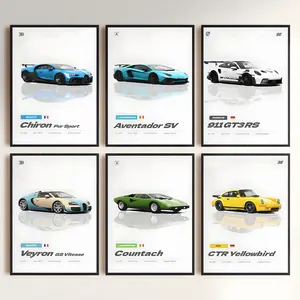 Car Poster Vintage Racing Car Wall Art Supercar Canvas Prints Painting For Men Room Pictures Guys Dorm Room Aesthetics Decor Bedroom Office Framed and Unframe poster