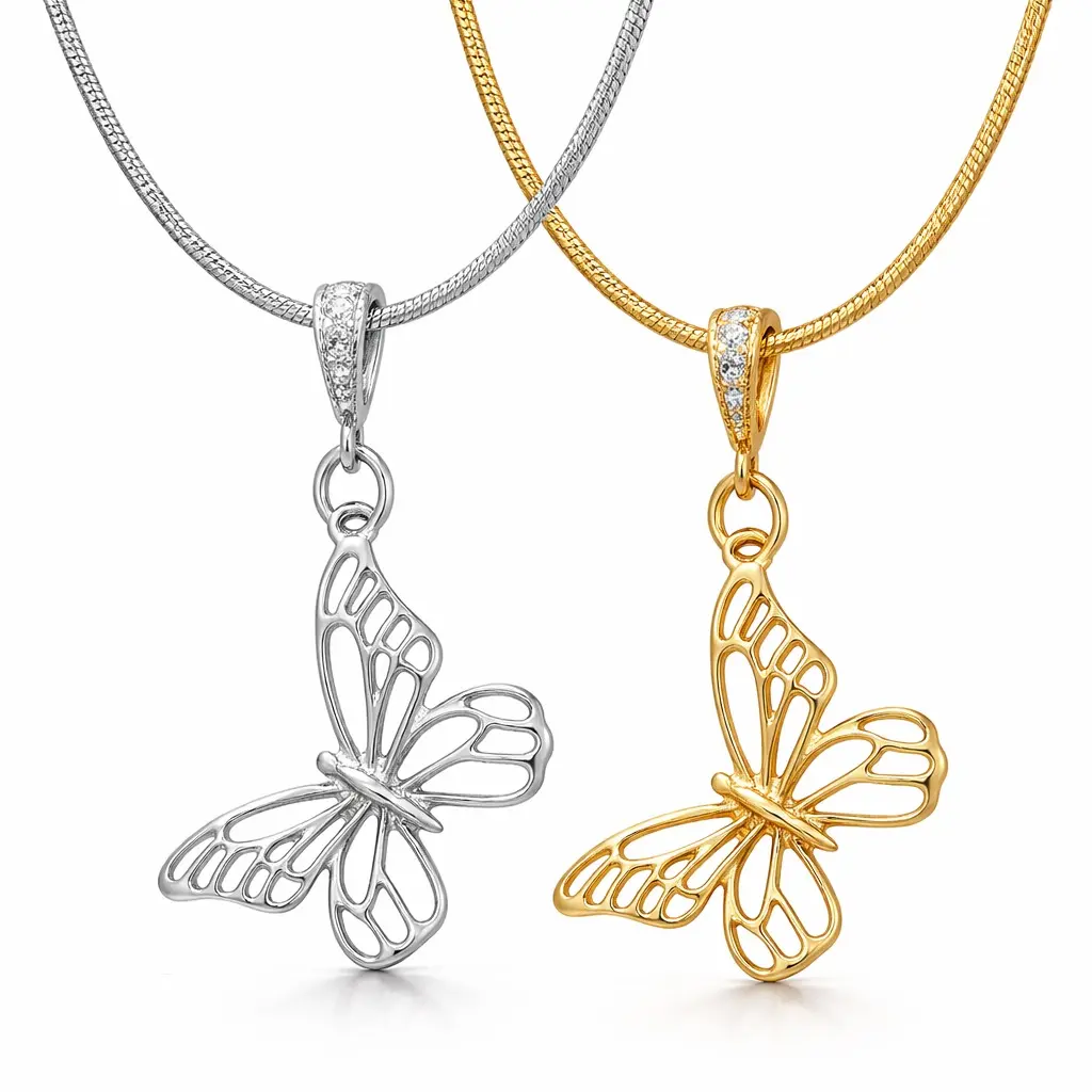 Butterfly Necklace Duo Set | Gold & Silver