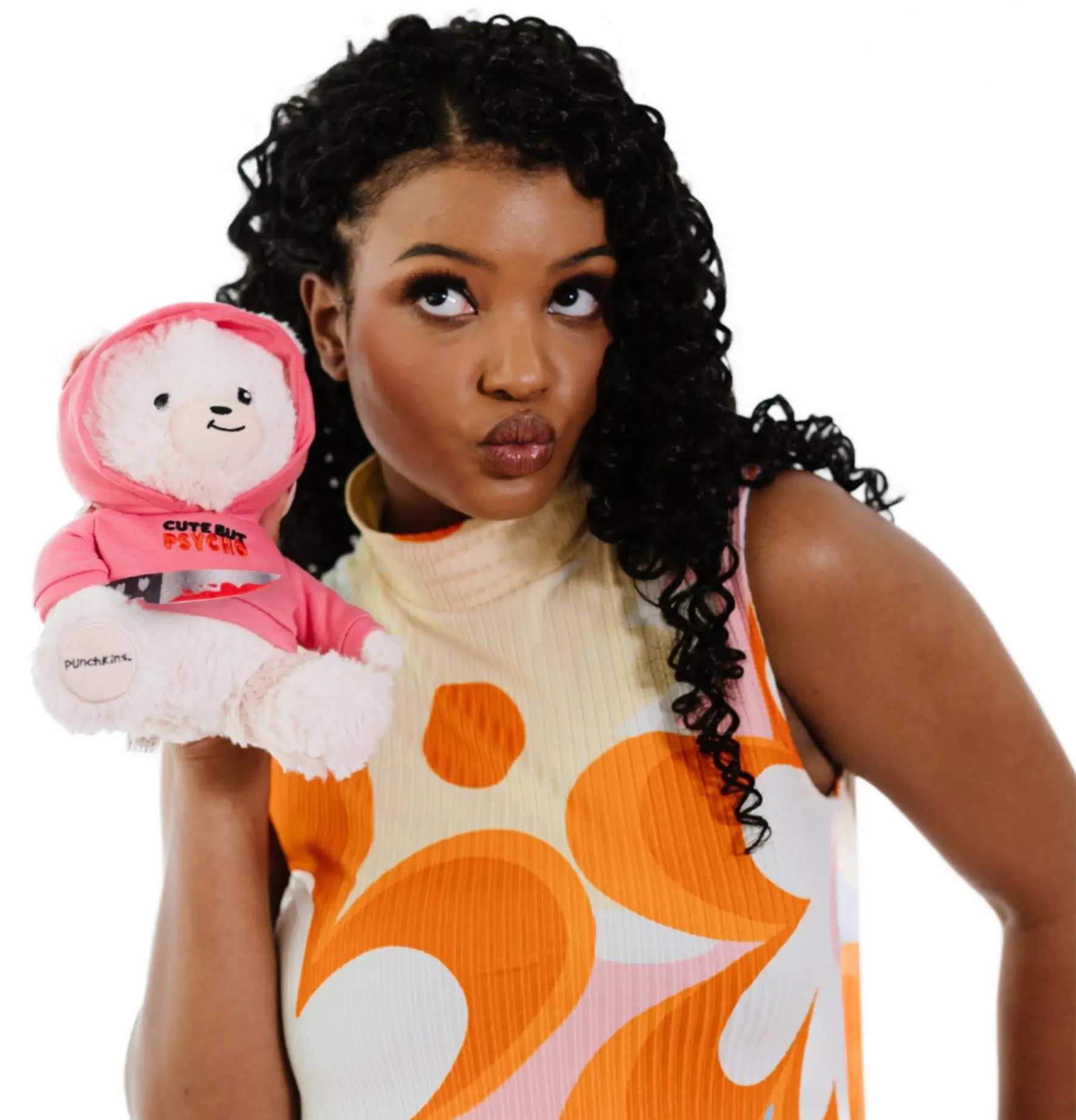 Punchkins 🐻 "Cute But PSYCHO" 😈 Teddy Bear Plushie w/ Bloody Kitchen Knife 🩸