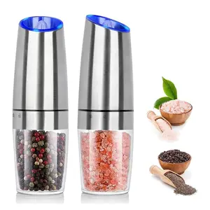 Gravity Salt & Pepper Mill Set, 1 Count/2 Counts Automatic Pepper Mill with LED Light, Adjustable Coarseness Seasoning Utensils, Salt Pepper Shakers, Battery Not Included