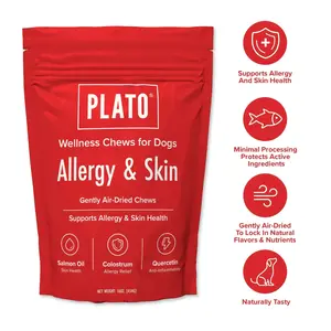 Plato Air-Dried Wellness Chews for Dogs – Skin & Allergy Support – Salmon Oil, Colostrum & Quercetin – Real-Ingredient Functional Treats