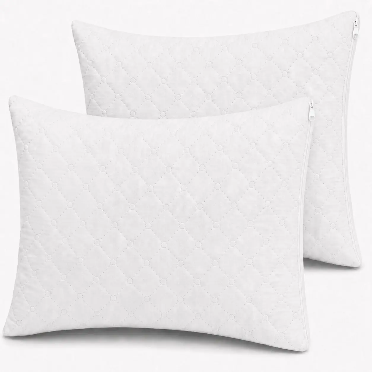 Mary's Collection Quilted Pillows  Set of 2 with Zipper – Ball Fibers, Soft, Breathable, Washable, Oeko-TEX Certified – Side, Back & Stomach Sleepers