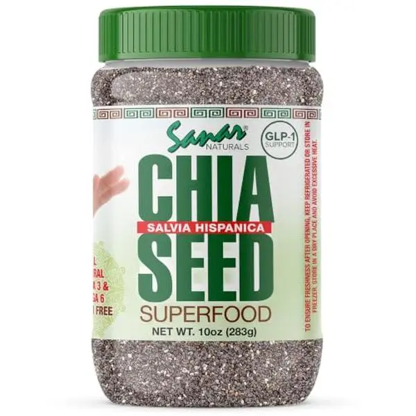 Sanar Naturals Chia Seeds, High Fiber & Plant Omega-3, Vegan, 10 oz | Superfood Seeds for Chia Pudding, Smoothies, Oatmeal & Baking, Gluten-Free, Keto & Paleo Friendly Snack