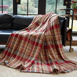 Merrylife Red/Blue/Light Blue Plaid Flannel Throw Blanket Ultra Plush Soft Decorative Lightweight Blanket for Couch, Sofa, Travel, Lap, Bed