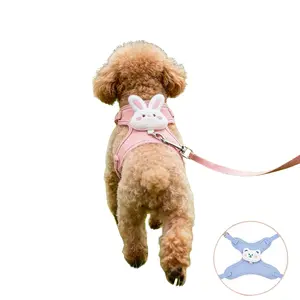 Pet Chest Back Leash Set Walking Harness, Cute Doll Design, Soft Material, Suitable for Indoor Outdoor Walking Cats Dogs, Pet Accessories