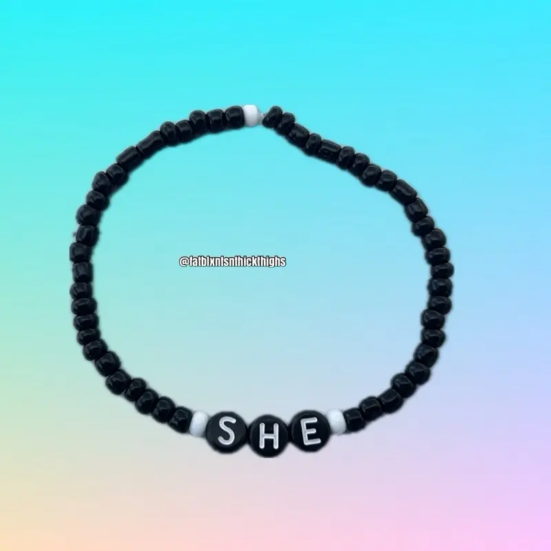 Monochrome Pronoun Seed Bead Bracelet with MTF FTM ENBY Trans Transgender LGBTQ+ Queer HE SHE THEY Options for Personalized Style