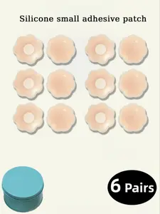 6 Pairs Women's Strong Waterproof No Falling Nipple Covers, Reusable Breathable Invisible Silicone Breast Pasties, Anti-Convex Traceless Sweatproof Breast Patches, Suitable for Backless Dresses & Summer Hot Weather Bra