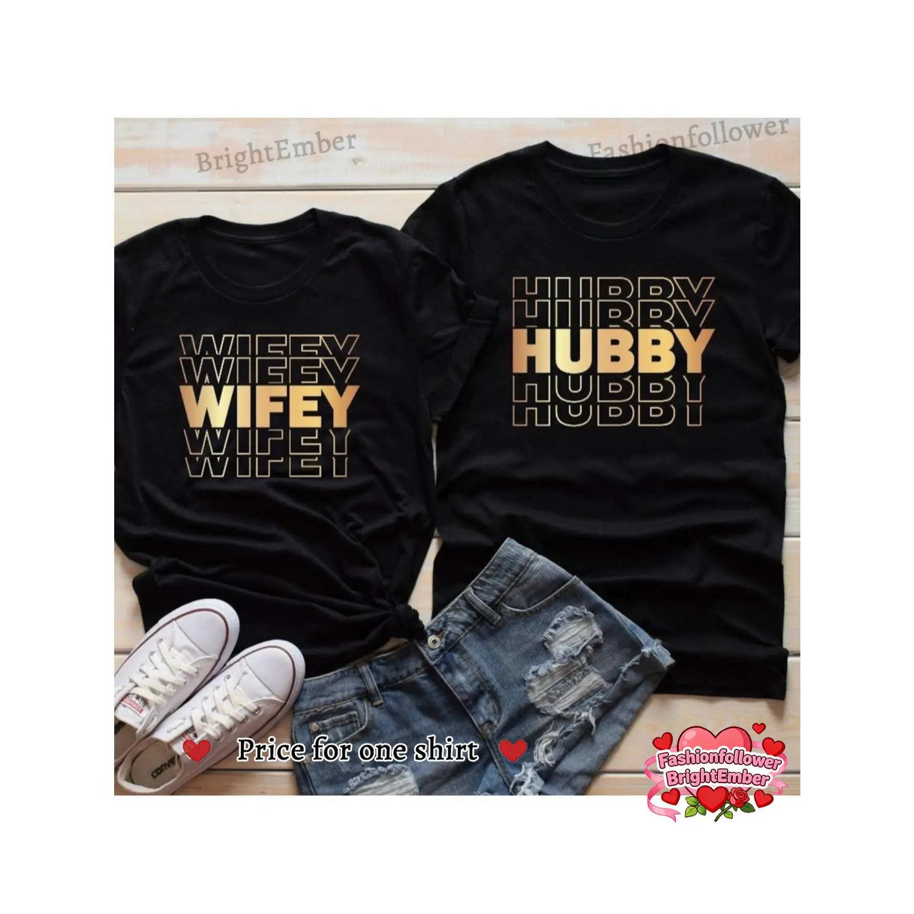 1pc Romantic Valentine T-shirt, Christian Wedding Shirt, Wifey Hubby Shirt, Matching Couple Shirts, Wedding Gift Idea, Anniversary Gift, Just Married Shirt, Gift for Couples