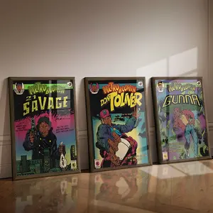 Set of Three Modern Cool Design Canvas Prints, Framed Wall Art Posters, Hip Hop Youth with Headphones, Room Decor, Living Room, Bedroom, Office