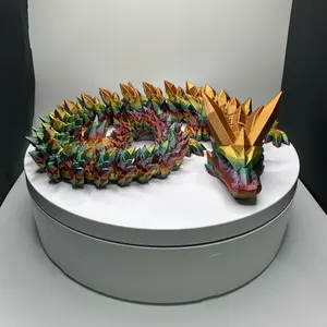 24” Single Color Crystal Dragon – Articulated 3D Printed Fantasy Figurine with Unique Design and Colorful Accents
