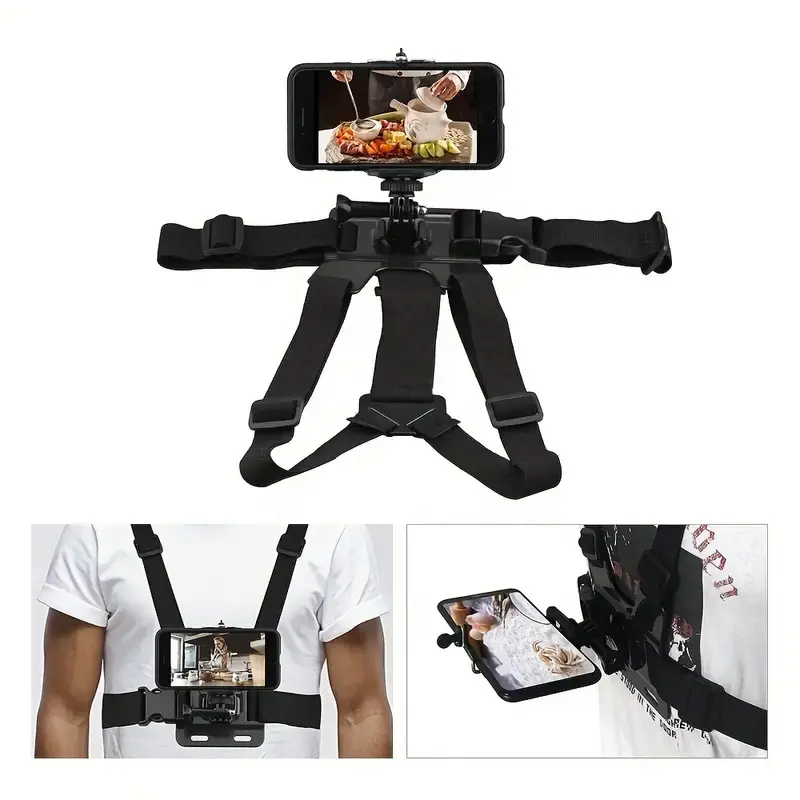 Mobile Phone ChestStrap Mount,Harness StrapHolder Universal Cell Phone Clip For Action Camera POV Compatible With Gopro Akaso Samsung IPhone Etc Mobile Phone Chest Strap Harness Mount Head Strap HolderKit For,Cell Phone Clip Compatible With IPhone,Samsung