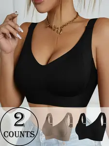 Women's Wireless Bra Set, Seamless Medium Support, Adjustable Straps, Comfortable Breathable Fabric, Casual Style, All Seasons Wear