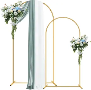 2 Pack Metal Arch Backdrop Stand (7.2FT/6FT), Decorative Balloon Arch Stand, Easy Assembly Backdrop Arch Stand, Gold Wedding Arch Stand for Party Decoration and Baby Shower