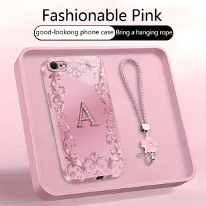 Suitable for [iPhone Se 2] high-end women's phone case🥰，free four-leaf clover lanyard included—choose any one of the 26 letters. Drop-resistant and fingerprint-proof. YM99