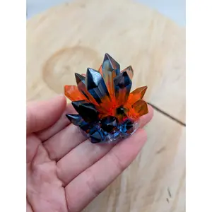 Geode Resin Gem Faux Calcite Red and Blue Resin Crystal Fake Stone Pirate Treasure TTPRG Prop Tabletop Game Master Gifts RPG Staff Top Wand