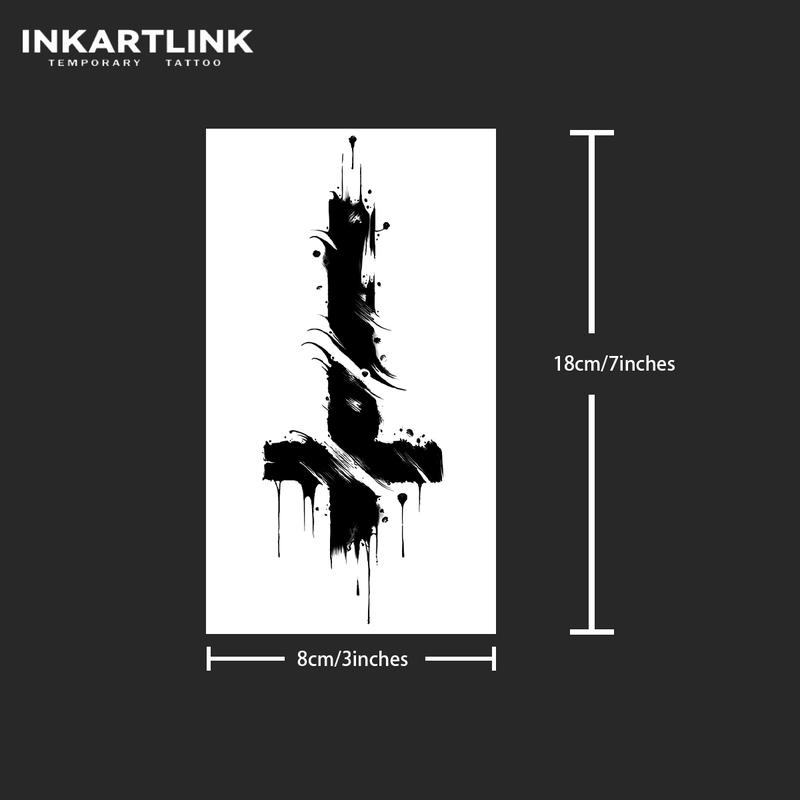 INKARTLINK Tattoo Tech, 2 Sheets Large Semi Permanent Tattoo, Adult Art Design Temporary Tattoos, Lasts 1-2 Weeks, Waterproof, Realistic Look, No Adhesive, No Reflection (Cross)