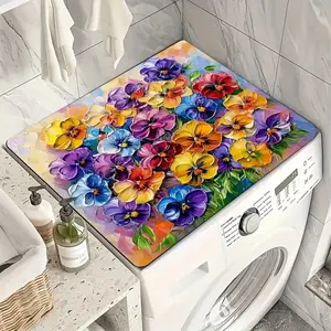 2D Floral Rubber Stove Protector, Heat Resistant, Non-Slip, Water Absorbent, Easy Clean, Oven Pad, Refrigerator Pad, Kitchen Counter Cover