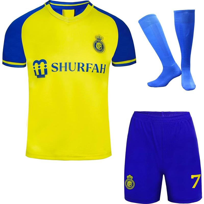 Ronaldo No #7 Nassr Riyadh Al Home Football Soccer Jersey/Shorts Socks Gift Set Youth Sizes