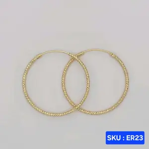 Beautiful Hoop Earrings 14k color 40mm Diameter  2mm wide Laminated Gold Fashion Jewelry for Women Versatile Stylish Accessory Ideal for Various Occasions SKU : ER23