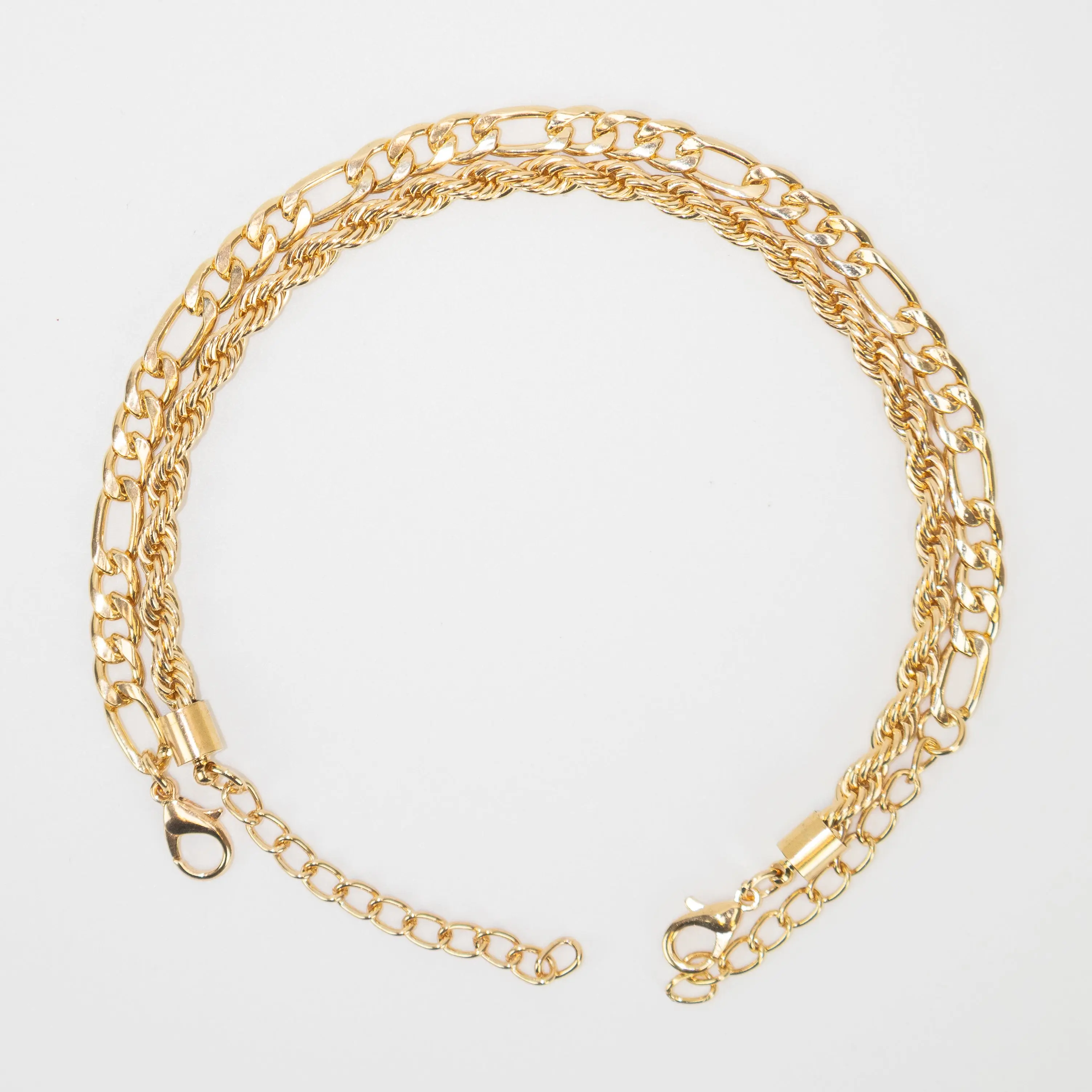Gleaming Galore - 2pcs Zinc Alloy Anklet Set, Silver/Gold Options, Trendy & Adjustable for Layered Looks